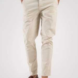 BERNA Pantalone chinos in misto lino 251106 Latte