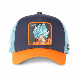 CAPSLAB Cappellino blu con becca arancio Dragon ball con stampa patch GOKU