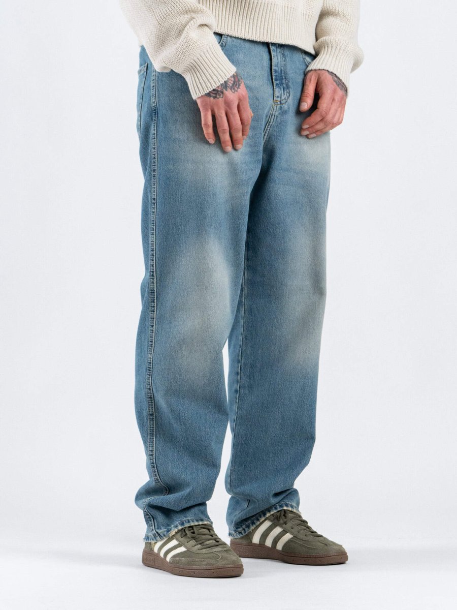ESTASI Jeans baggy fit slavato senza rotture RONALDINHO Medium Blue - immagine 4