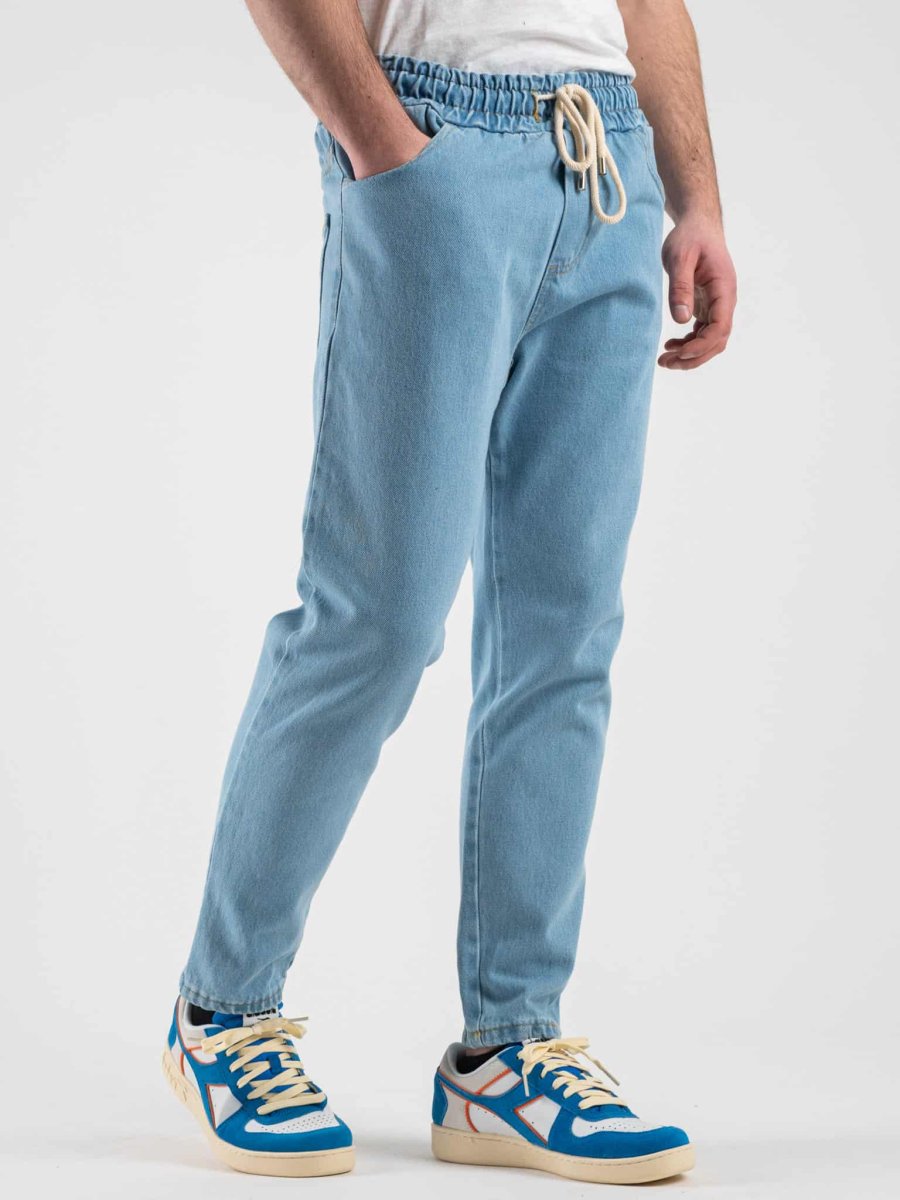 ESTASI Jeans regular cropped senza rotture con coulisse NEYMAR Azzurro