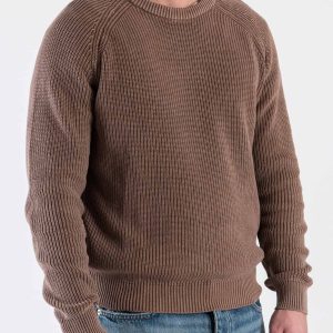 GIANNI LUPO Maglione girocollo oversize in cotone a costa inglese GL35262 Camel