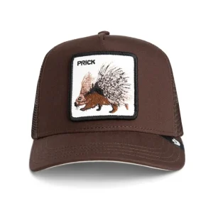 GOORIN BROS Cappellino moro con patch in pelle bianca stampa riccio PRICK