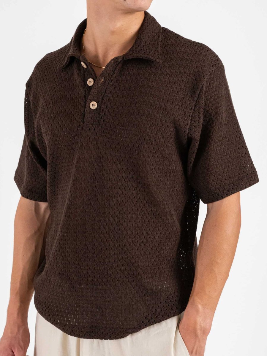 IMPERIAL Polo in maglia traforata T6407E408 Moro