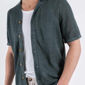 ONLY&SONS Camicia a mezza manica traforata DIEGO 22028576 Balsam Green