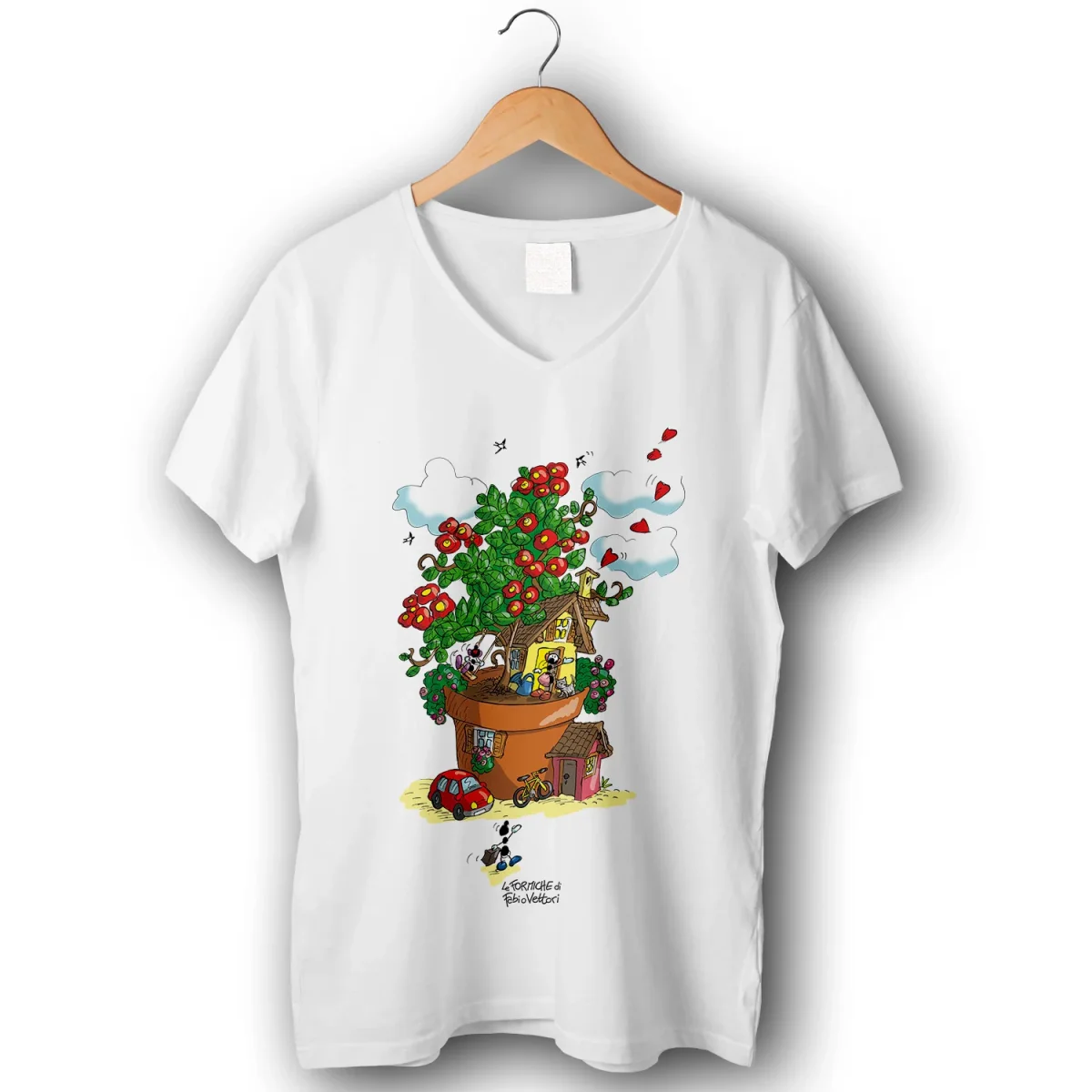 T-shirt donna elasticizzata "Vaso di fiori" - immagine 2